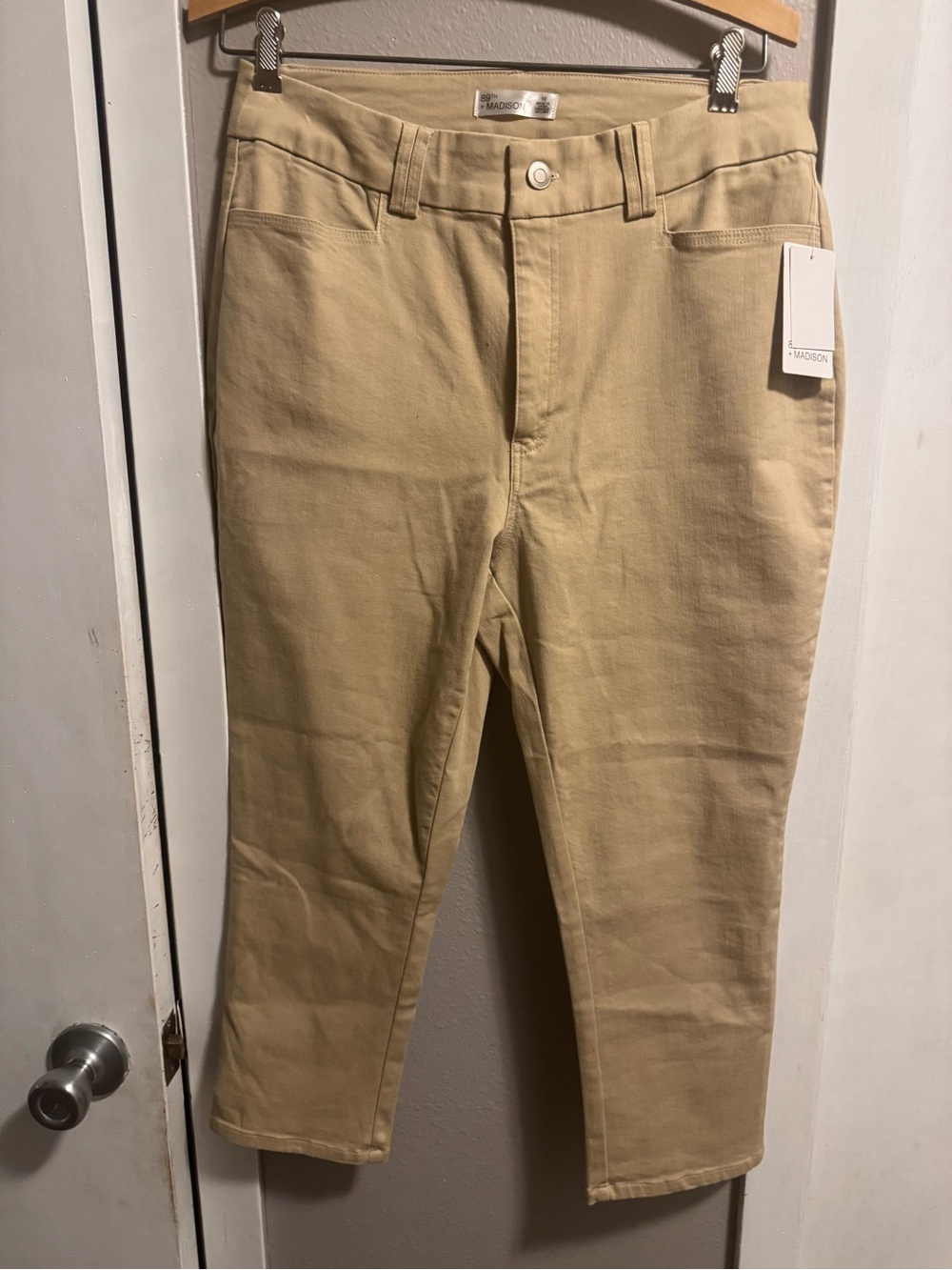 Madison Women's Tan Stretch Capri Pants